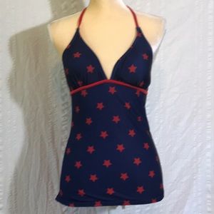 Dark blue and red stars  swimsuit top